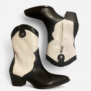Adika Black and White Ankle Boots
